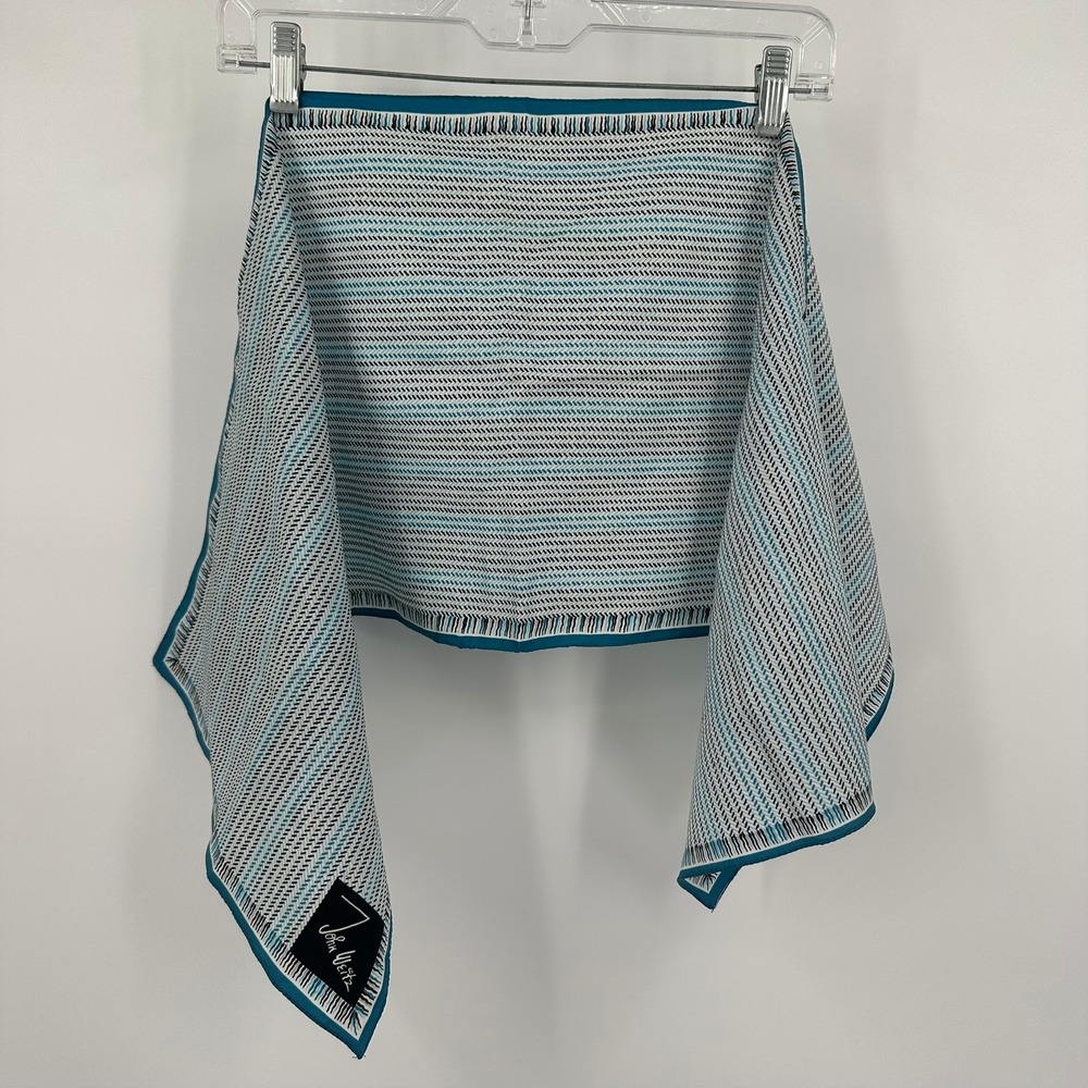 John Weitz‎ Womens Vintage Scarf Minimalist Geometric Quiet Luxury Coastal